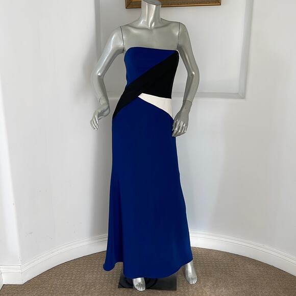 Bcbgmaxazria Audrianna Strapless Color Block Maxi Dress Size 2 - Picture 2 of 14